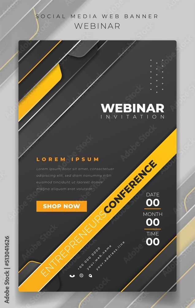 Banner template in portrait background with black and yellow for
