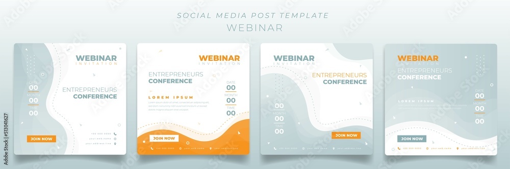 Social media post template in brightness green and orange background for webinar invitation design Social media post template in brightness green and orange background for webinar invitation design