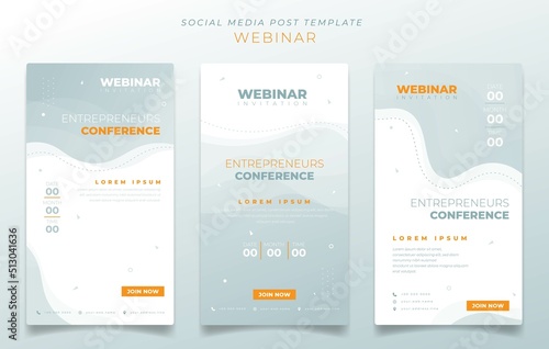 Set of social media post template with waving brightness green background for advertisement design