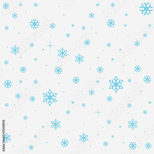 Beautiful seamless background for Merry Christmas and New year. blue snow flakes on a white background. Vector illustration.