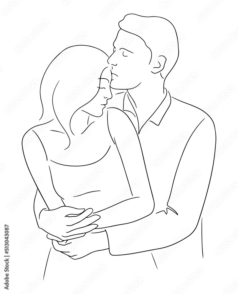 Premium Vector  Couple in love embracing and kiss together black