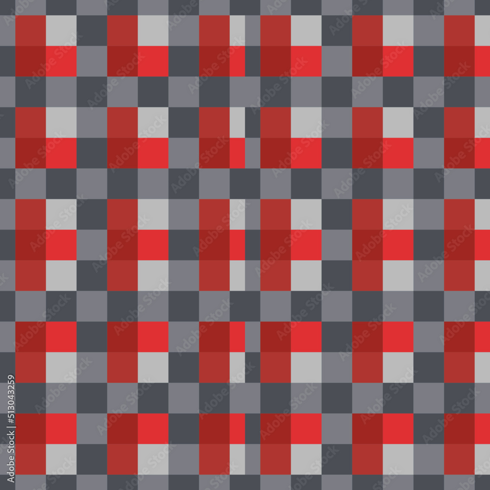 Checkered fabric texture in red, and gray. Plaid pattern. Seamless print. Checkered fabric texture in red, and gray. Plaid pattern. Seamless print.