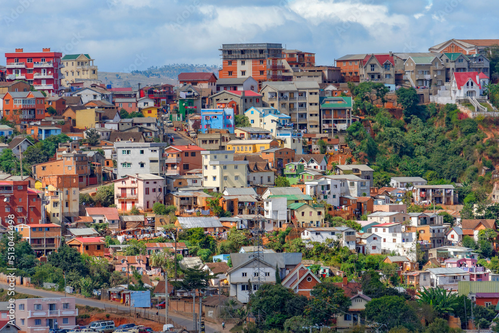 Maisons colorés dans la ville d'Antananarivo à Madagascar