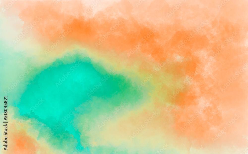 orange turquoise streaks paint gradients. abstract watercolor background