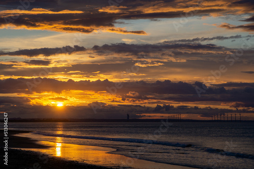 A firey sunset over Redcar taken from Saltburn by the Sea on the North Yorkshire Coast