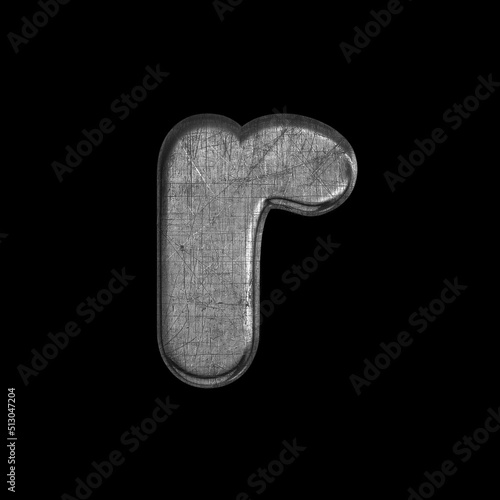 metal letter R - Lower-case 3d brushed iron font - Suitable for industry, underground culture or design related subjects