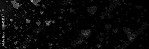 Monochrome with many engraved hearts grunge on dark horror goth black distressed background Valentine's Day, Mother's Day or greeting love birthday card	