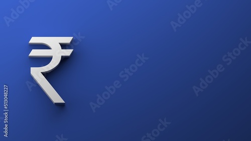 Ruppe currency symbol presentation template with copy space. to personalize white and blue colors. 3D