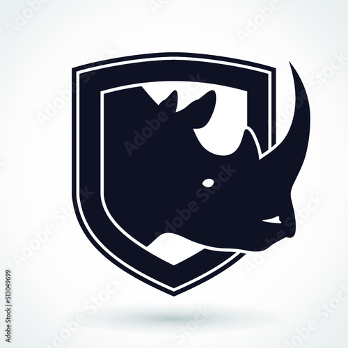 rhinoceros head heraldri shield logo