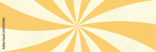 Swirling radial ice cream background. Vector illustration for swirl design. Summer. Vortex spiral twirl. Yellow. Helix rotation rays. Converging psychadelic scalable stripes. Fun sun light beams