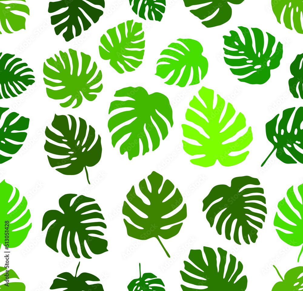 Tropical monstera leaves. Seamless palm background pattern Tropical monstera leaves. Seamless palm background pattern
