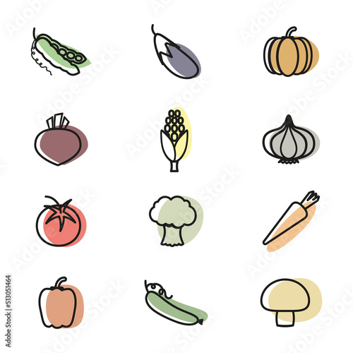 set of vegetables icons