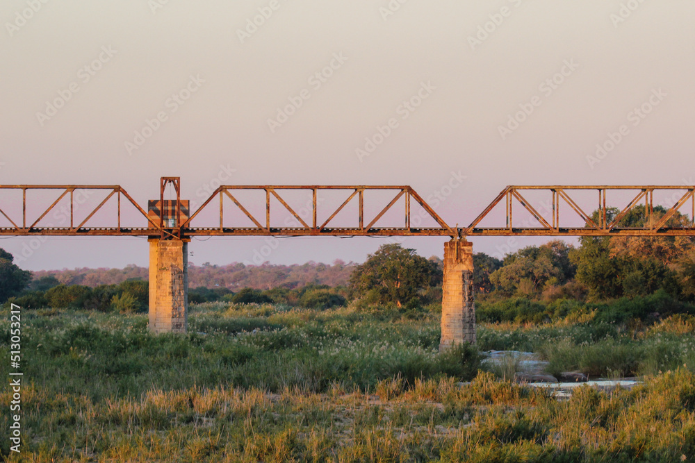 Selati railway bridge at sunset, Kruger National Park, South Africa