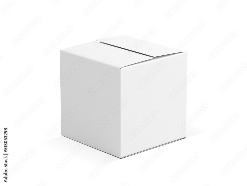 White square cardboard box mock up isolated on white, 3d rendering White square cardboard box mock up isolated on white, 3d rendering