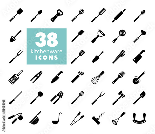 Kitchenware and kitchen appliances vector icon set