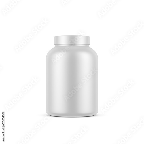 Plastic jar mockup with screw cap, Packaging template isolated on a white background, 3d rendering