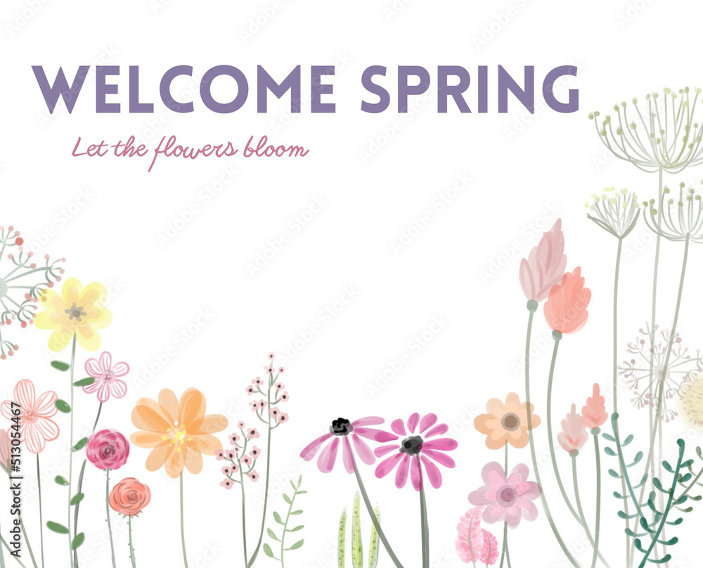 welcome spring card for wallpaper and welcome poster. Season card