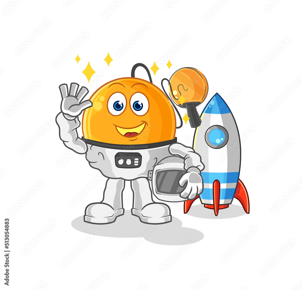 paddle ball astronaut waving character. cartoon mascot vector