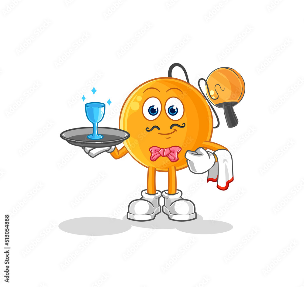 paddle ball waiter cartoon. cartoon mascot vector paddle ball waiter cartoon. cartoon mascot vector