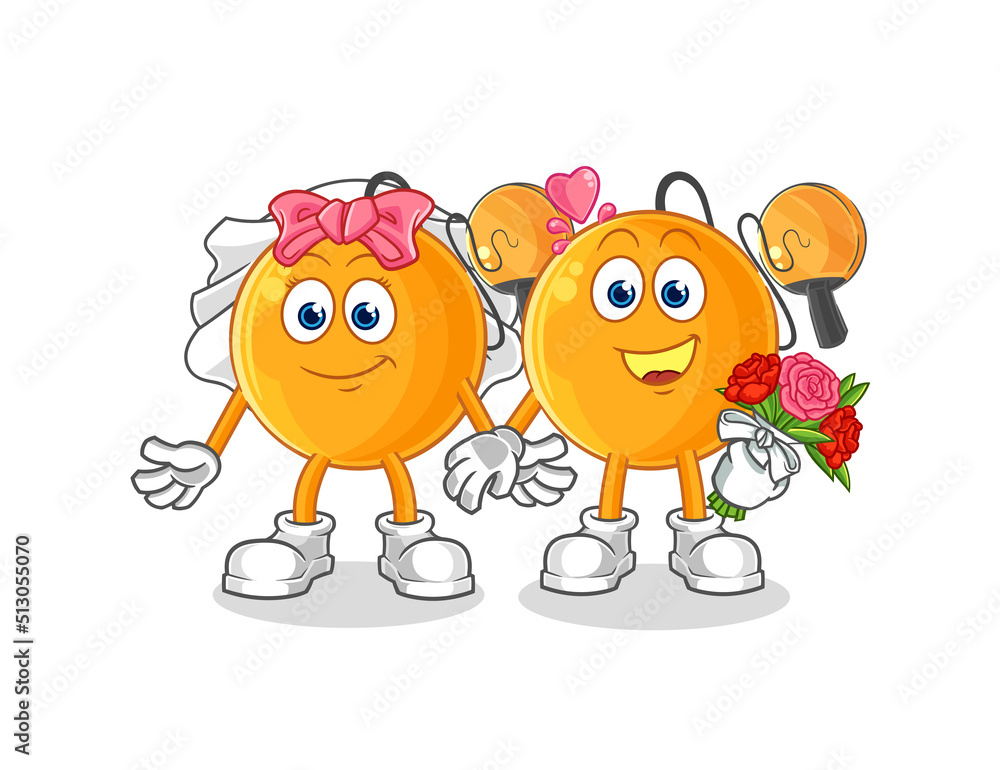 Fototapeta premium paddle ball wedding cartoon. cartoon mascot vector