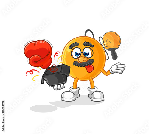 paddle ball prank glove in the box. cartoon mascot