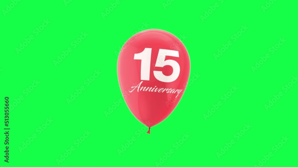 Helium Number Balloon With Number 15. Green Screen And Alpha Luma Matte Channel. Loop Animation. Helium Number Balloon With Number 15. Green Screen And Alpha Luma Matte Channel. Loop Animation.