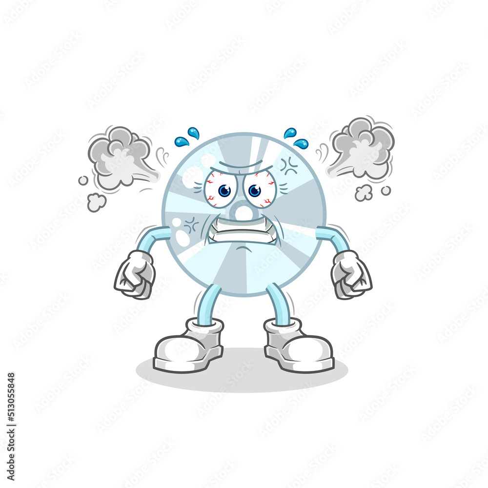 CD very angry mascot. cartoon vector CD very angry mascot. cartoon vector