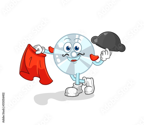 CD matador with red cloth illustration. character vector