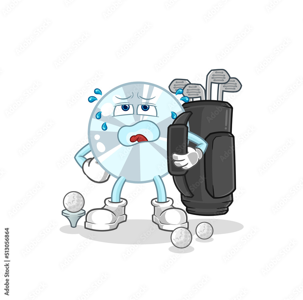 CD with golf equipment. cartoon mascot vector CD with golf equipment. cartoon mascot vector