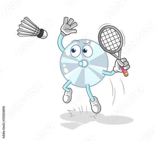 CD smash at badminton cartoon. cartoon mascot vector