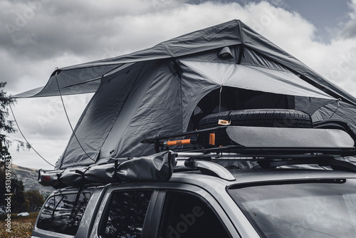 overland camping in the mountains