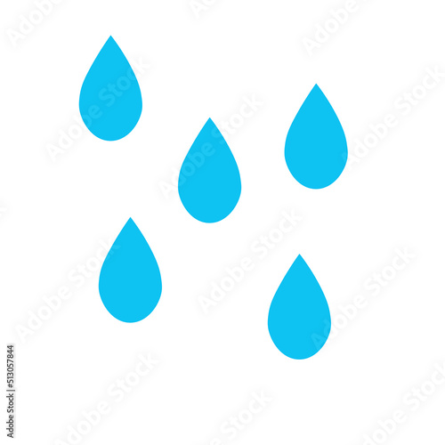 Five raindrops isolated on white background. Vector illustration.