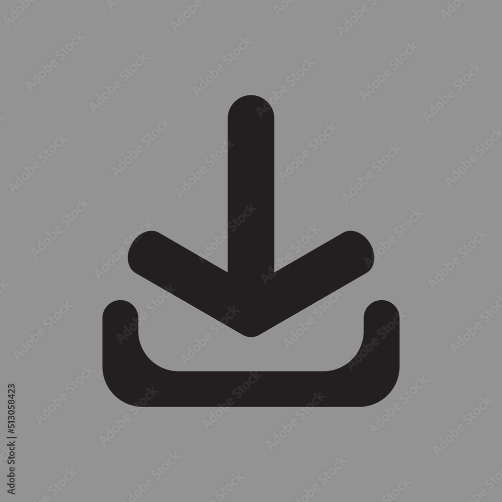 Black download icon isolated on gray background. Unload button. Vector illustration. Black download icon isolated on gray background. Unload button. Vector illustration.
