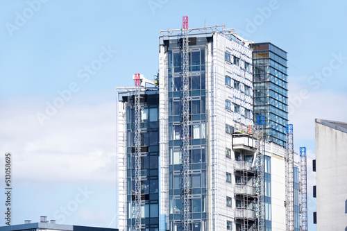 High rise residential building of flats with cladding being replaced with fire resistant materials photo