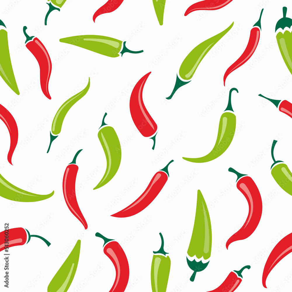 Vector illustration of a pattern of red and green chili peppers Vector illustration of a pattern of red and green chili peppers