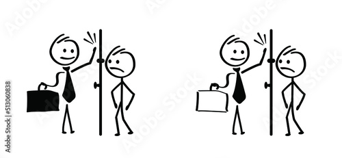 stickman, stick figure man. No sales at the door. No soliciting, faith, creed, or religious sign. Stop, do not knock the door or do not disturb sign. No Salesmen. No sale, shopping or special offer.
