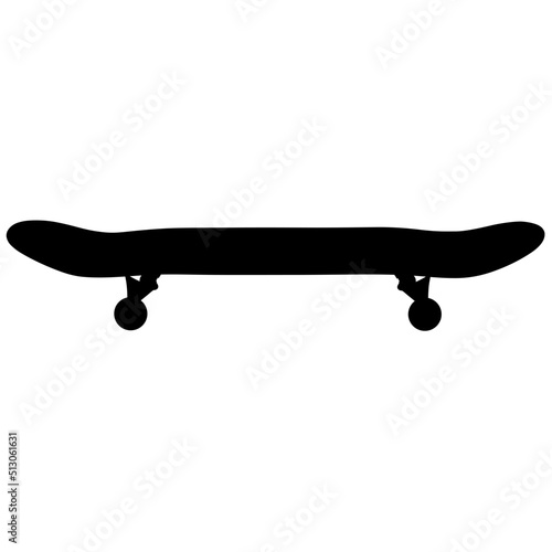 skateboard deck, truck and wheel, sports equipment for skateboarding realistic silhouette