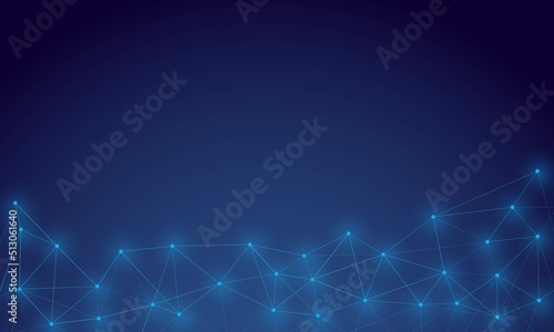 Abstract digital on blue background. Wire frame 3D mesh network line, design sphere, dot and structure. Vector