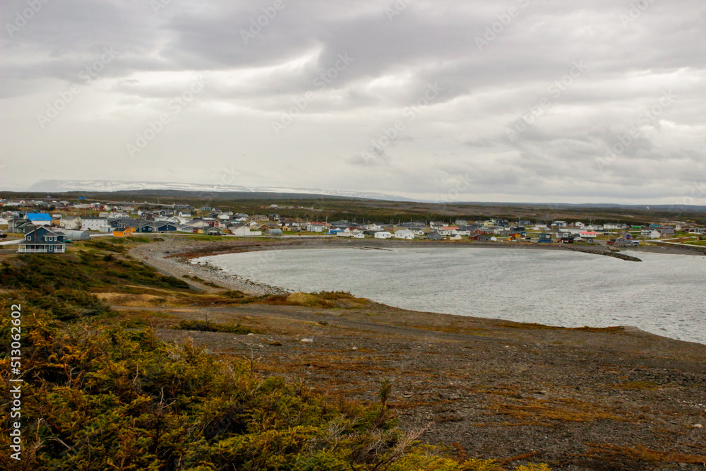 Panoramic style photo of the town of Port au choix