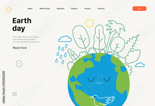 Ecology - Earth day -Modern flat vector concept illustration of a globe plated by trees. Creative landing web page template