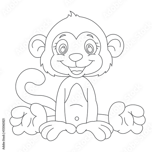 Photography Cute little monkey coloring page for kids animal outline coloring book cartoon v