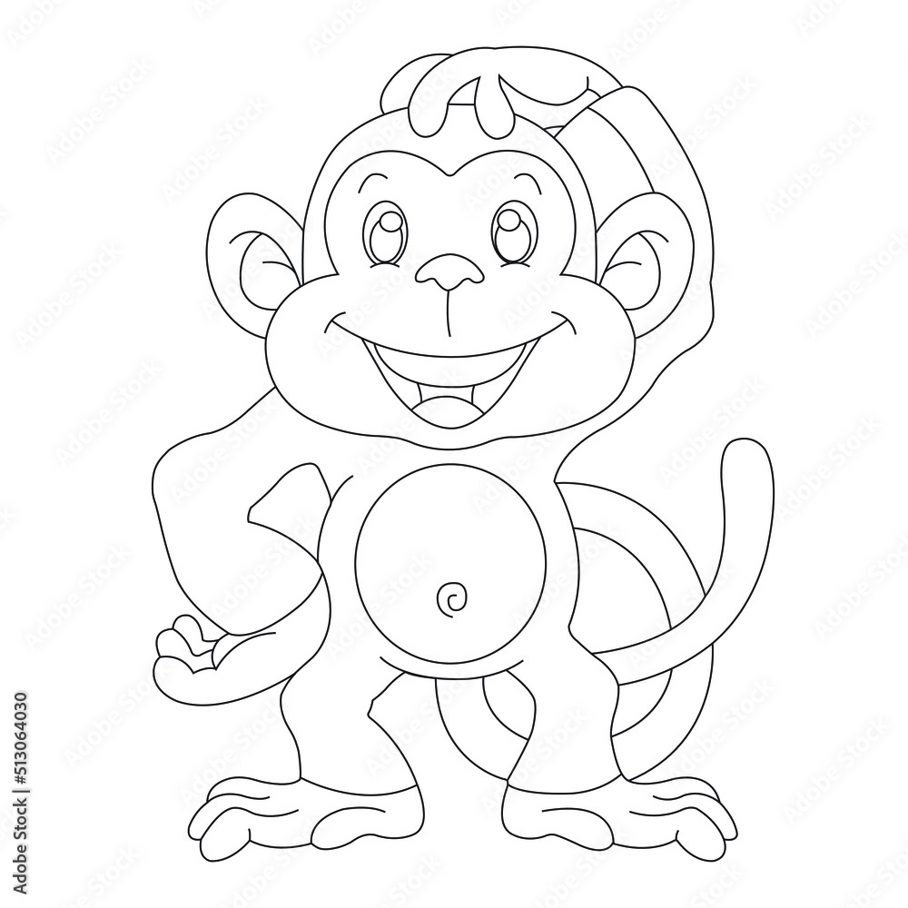 Cute Cartoon Monkey Coloring Pages