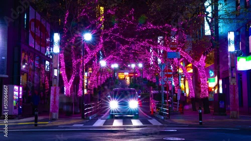 A night timelapse of the illuminated street in Shibuya tilt photo