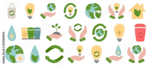 Ecology. Eco icon set. Contains icons such as recycling, eco house, renewable energy and much more. Hand-drawn icons