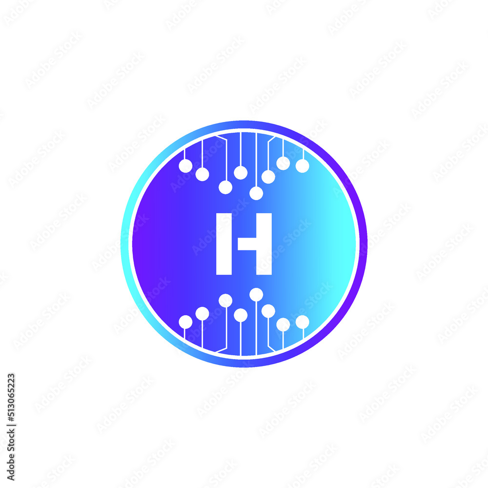 Creative Letter H logo design with point or dot symbol Creative Letter H logo design with point or dot symbol
