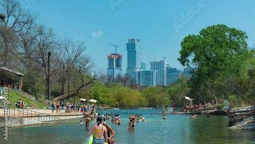 Timelapse of Barton Springs natural cold spring swimming pool in downtown Austin Texas