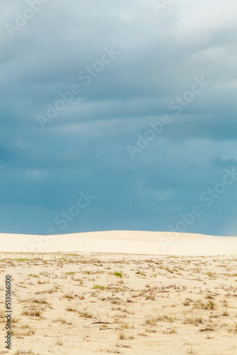 Sand dunes in Jericoacoara Cear   Brazil..Tourist and paradisiacal place with clean and beautiful skies..Vacation concept. Travel concept. Copy space.