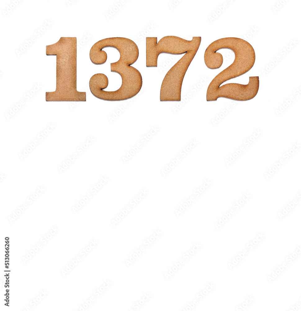 Number 1372 in wood, isolated on white background Number 1372 in wood, isolated on white background