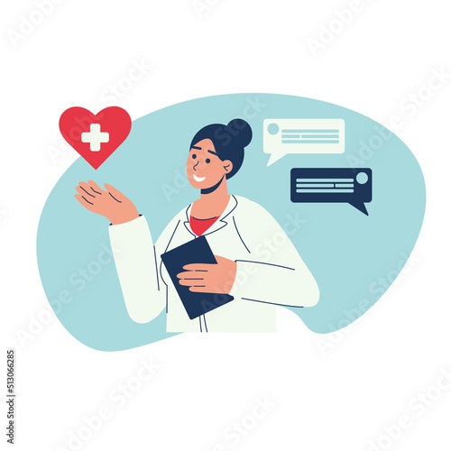 Online medical support doctor consultation smartphone app design concept vector illustration