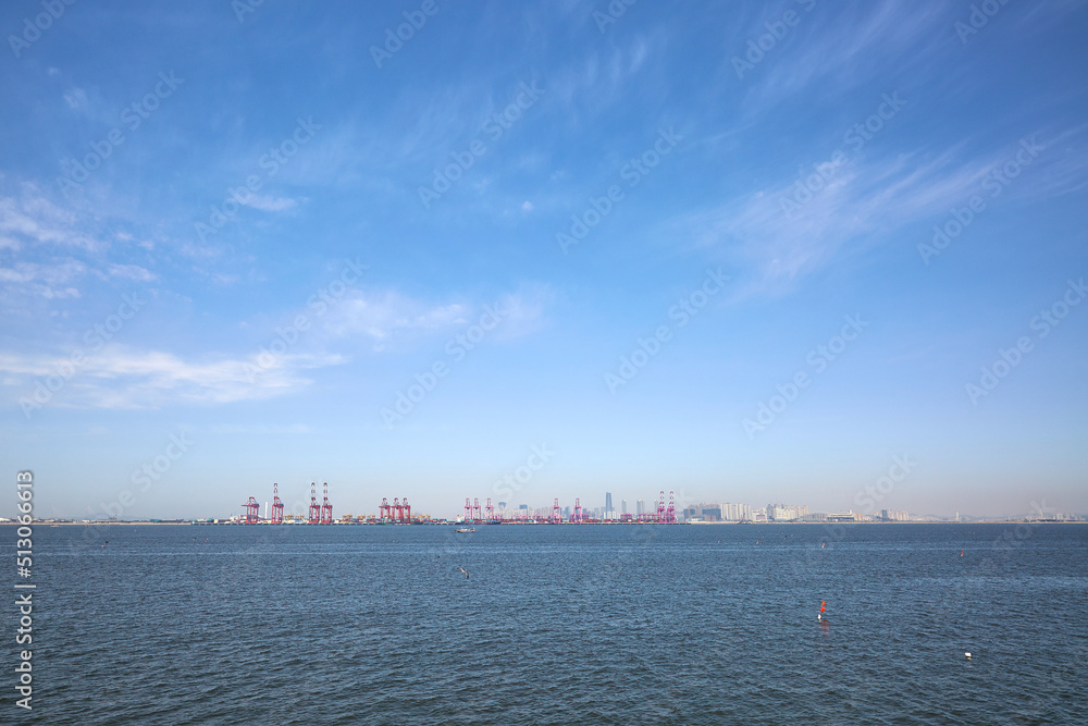 Cranes in the sea port.
